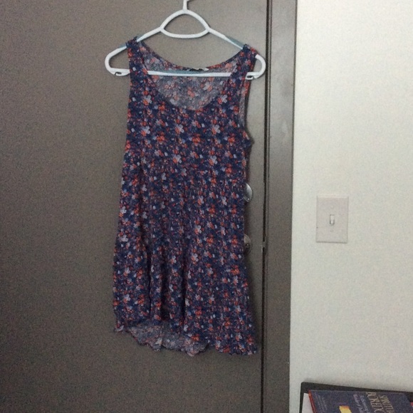 Blue dress with red flowers