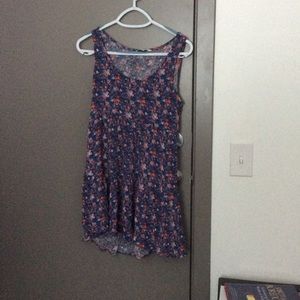 Blue dress with red flowers