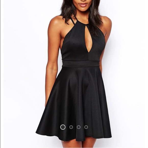 Black skater dress with keyhole and X low back