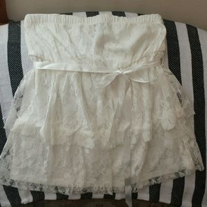 NWT strapless lace overlay top