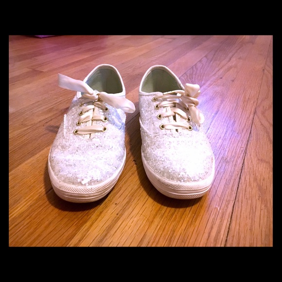 kate spade White Glitter Keds