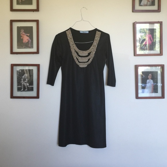 Blumarine Black Dress with Pearl Detail