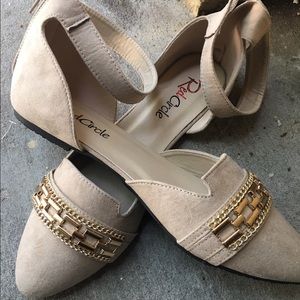 Tan Gold Studded Flat