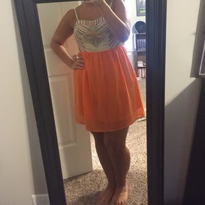 Aztec and orange dress