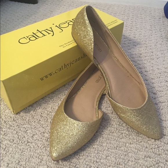Glittery gold Cathy Jean flats