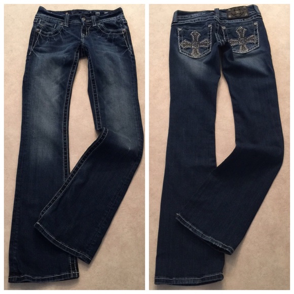 Miss Me Denim - Miss Me Jean Boot 24 Cross Bling Design Excellent