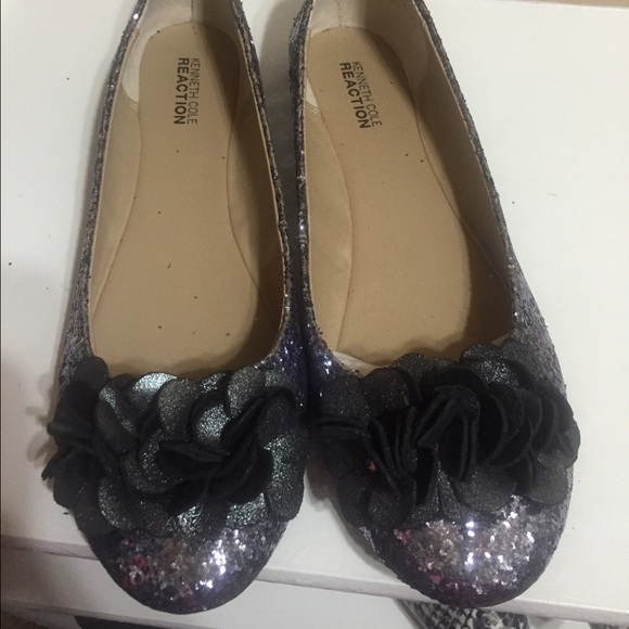 Kenneth Cole charcoal glitter flats size 8