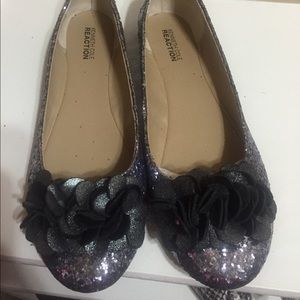 Kenneth Cole charcoal glitter flats size 8