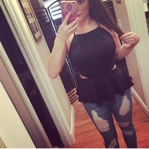 Cut Out Black Peplum