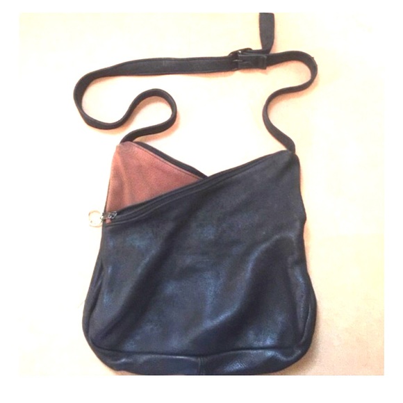Raven works studio Handbags - Vintage blk/ Brn deerskin hobo crossbody bag