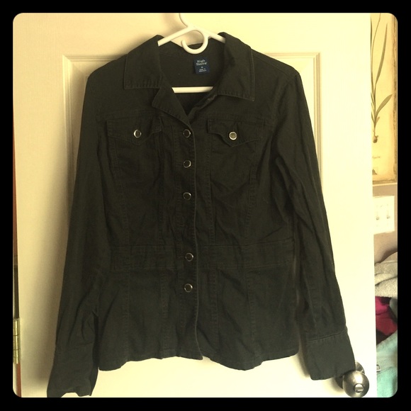 Army green jacket .