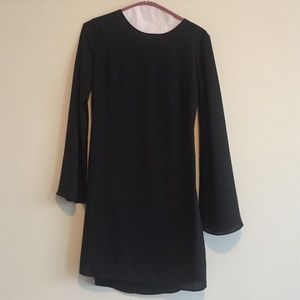 Long sleeve Black Shift Dress with Open Back