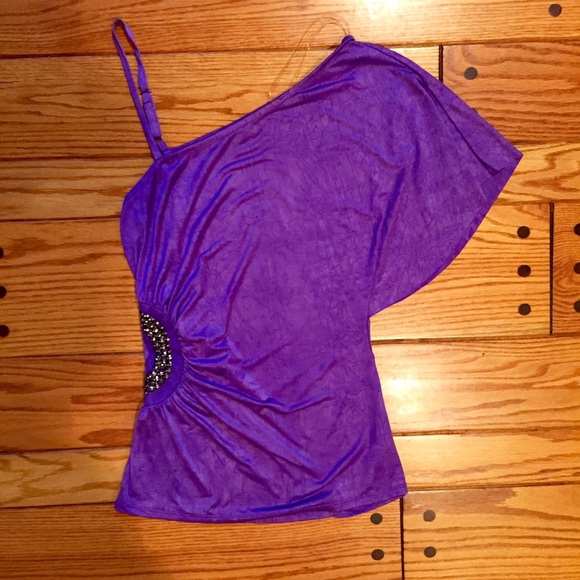 Fun purple off the shoulder top