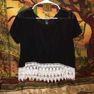 Rue 21 sheer black shirt with lace bottom