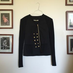 Balenciaga dark blue jacket with gold buttons