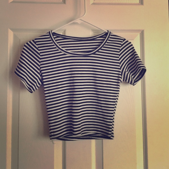 Black and white striped crop top