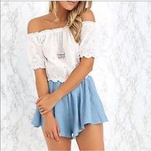 White off the shoulder romper LF