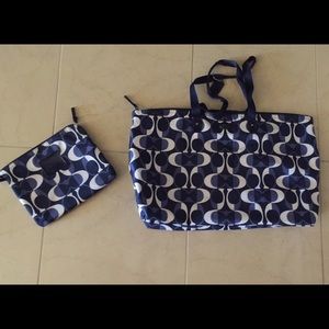 Coach tote with matching makeup bag
