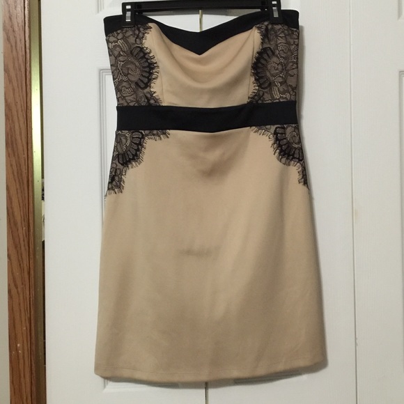 Nude and black lace dress