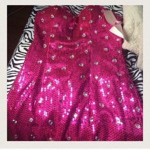 Hot pink sequins dress