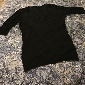 Express black v-neck 3/4 sleeve striped sweater
