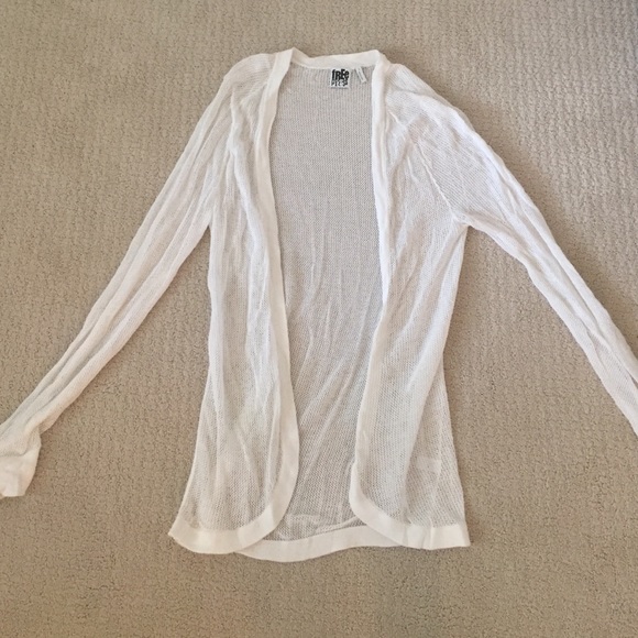 White open knit long cardigan