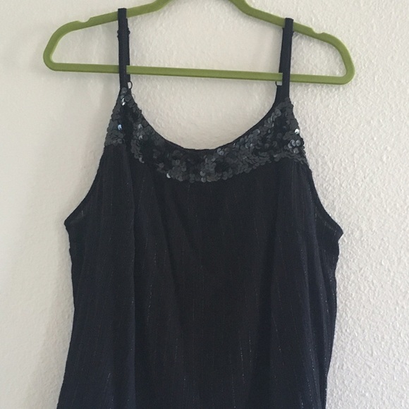 Black, Silver &Sequin Drawstring Tank