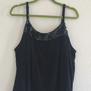 Black, Silver &Sequin Drawstring Tank
