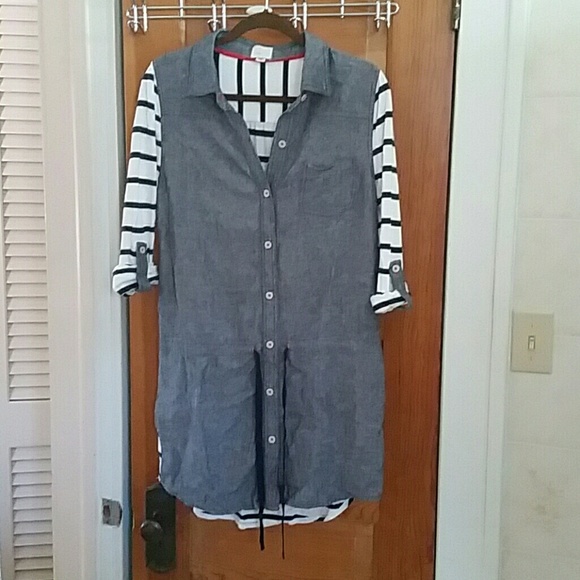 Anthropologie Striped Shirt Dress sz M