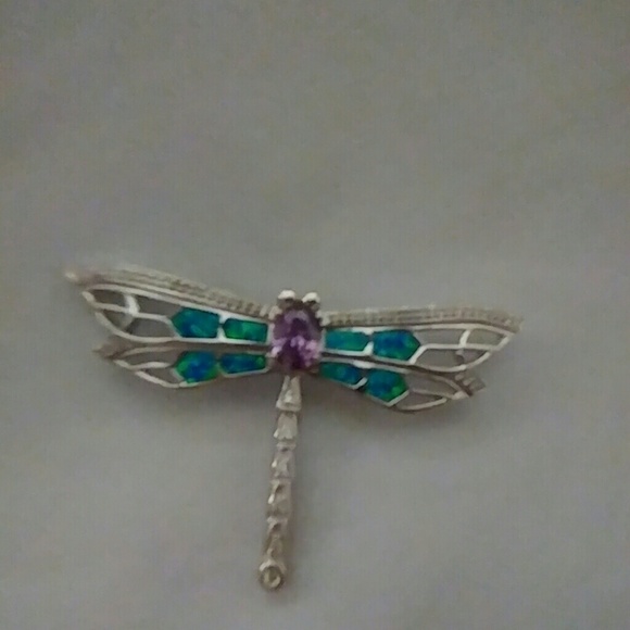 Pendant Silver, Opal Firefly with amethyst