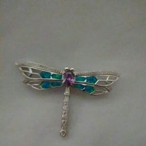 Pendant Silver, Opal Firefly with amethyst