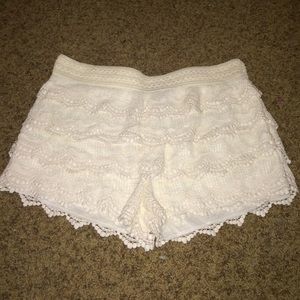 Charlotte Russe white ruffled shorts
