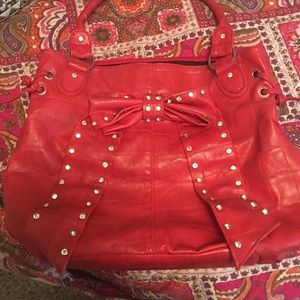 Red purse with bow and rhinestones!
