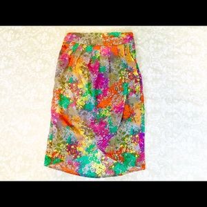 Bright/neons floral tulip wrap skirt