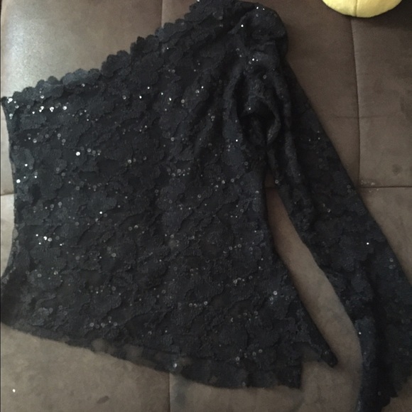Black lace off the shoulder top