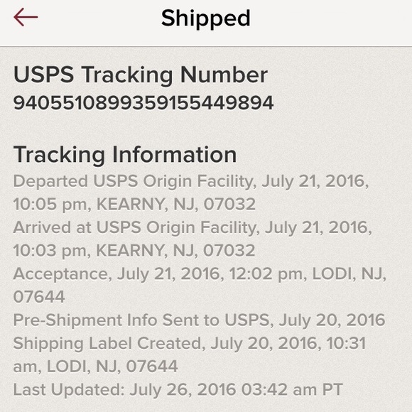 info for tracking poshmark tracking