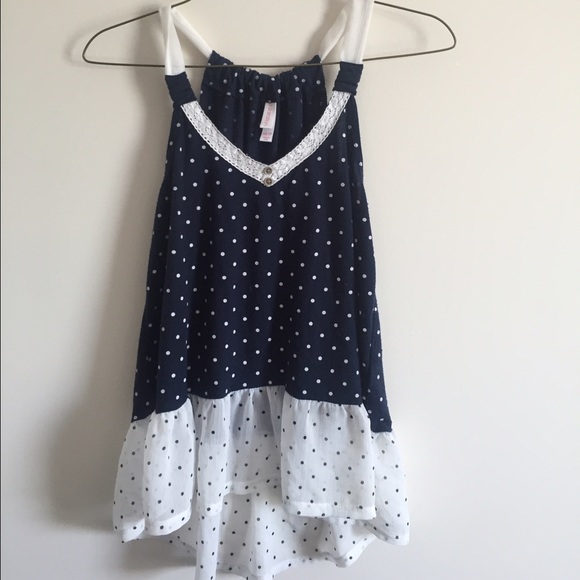 Blue Polkadot Sheer Tanktop - Picture 1 of 4