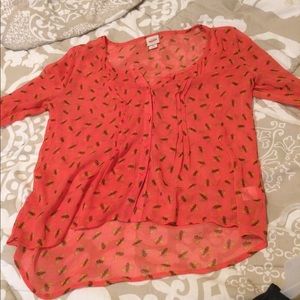 Coral Pink Bumblebee Blouse