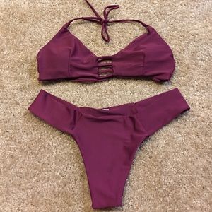Burgundy thong style bikini
