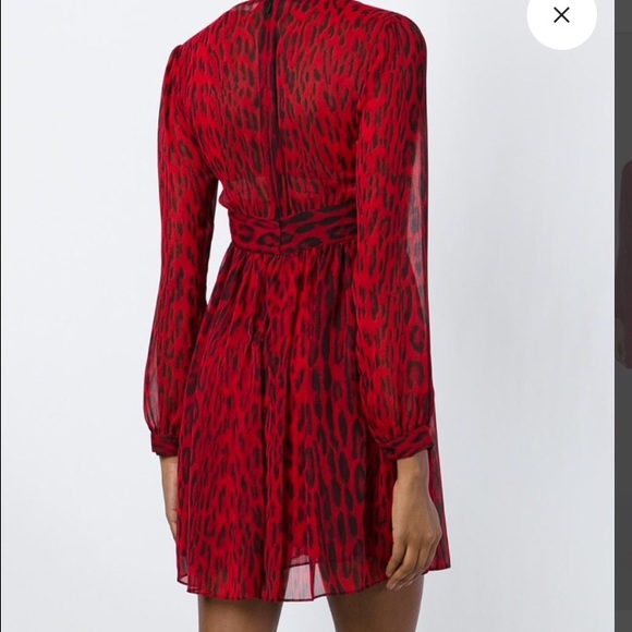 Michael Kors Red Blaze Sheer Long Sleeve dressA24 - Picture 3 of 4