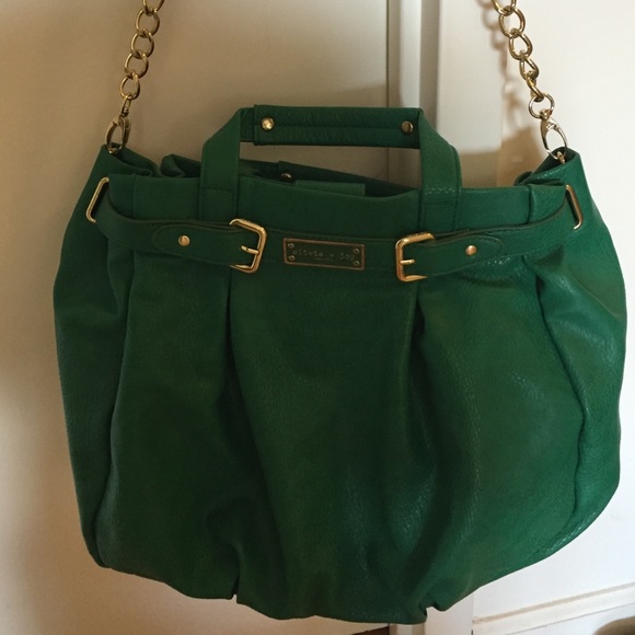 Emerald leather satchel bag