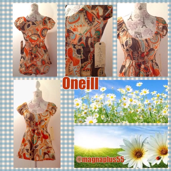 O'Neill Babydoll Cotton Print Blouse NWT - Picture 3 of 4