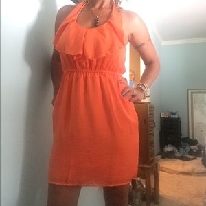 💕Beautiful Tangerine halter Dress💕