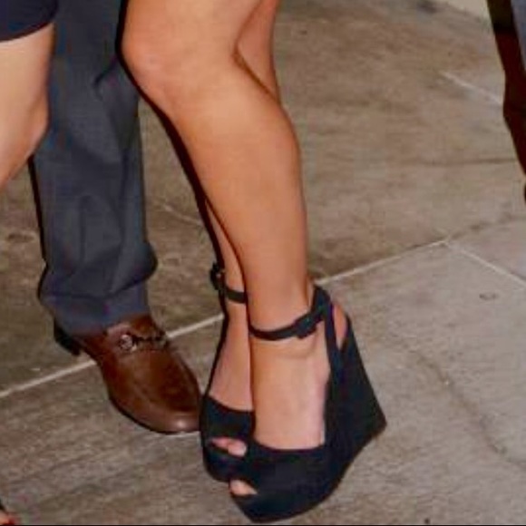 Cole Haan black suede wedges