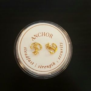 Alex and Ani Anchor Earrings 14k Gold NWT