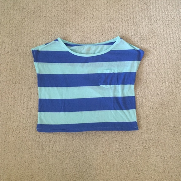 Blue striped crop top