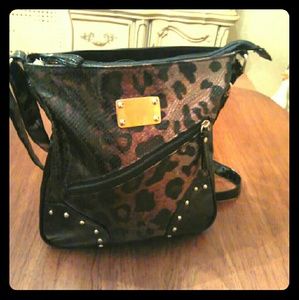 Black Leopard print Cross body Handbag