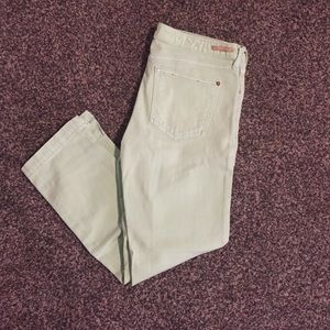 Anthropologie (Pilcro Brand) green cropped jeans.