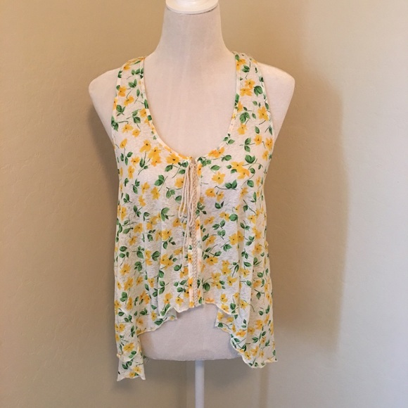 Free People Yellow Floral Top