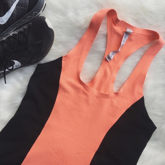 lululemon athletica Tops - {Lululemon} Orange & Black Fitted Racerback Tank•